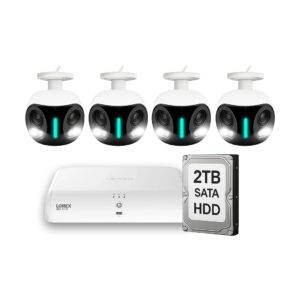 Lorex E871AB (x4) 4K Camera with Lorex N910 Fusion 4K+ NVR with 2TB HDD SATA