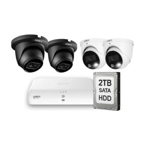 Lorex E893DD-E 4K Camera (x2) + E842CDB 4K Camera (x2) with Lorex N910 Fusion 4K+ NVR with 2TB HDD SATA